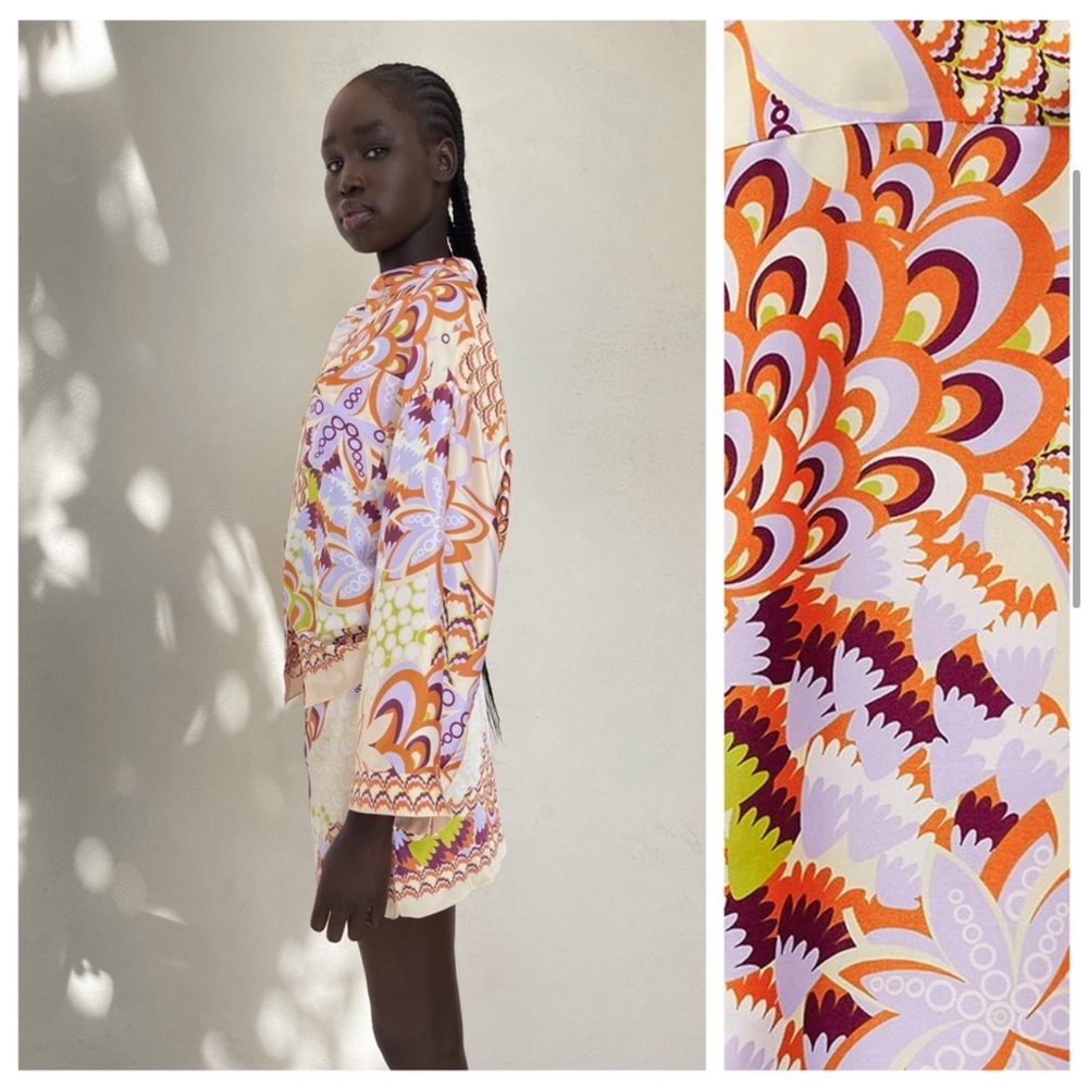 NWT Zara Printed Top( L )  ➕Shorts ( XL ) Retro look Set - Picture 5 of 16